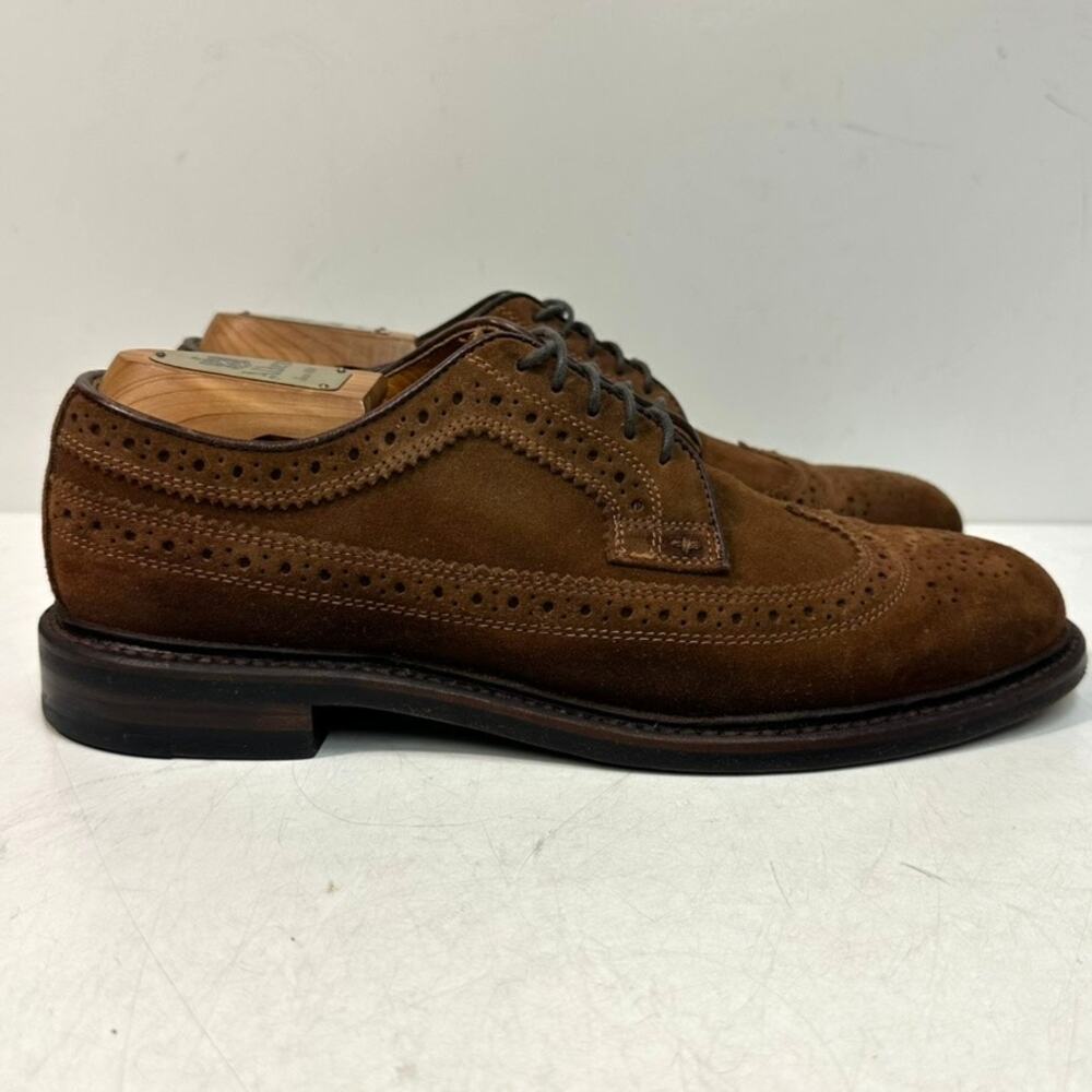 VGUC Grant Stone x J. Crew Ludlow Suede Wingtip Longwing Brown Bench Made 7.5